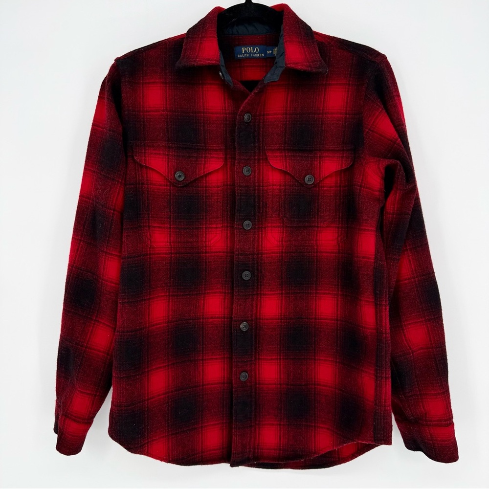 Polo Ralph Lauren Wool Buffalo Check Button Down with Suede Elbow Patches Small